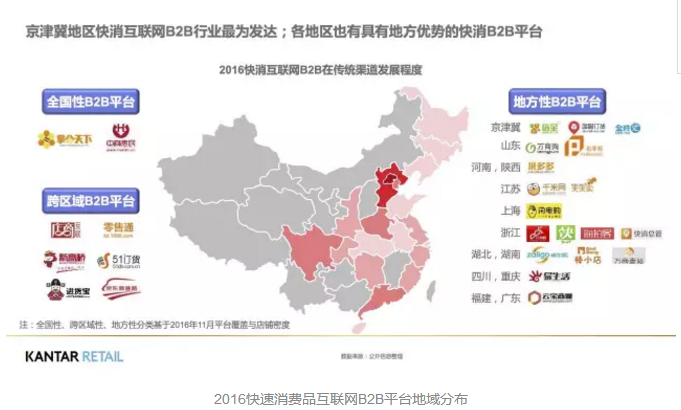 2016快速消費品互聯(lián)網(wǎng)B2B平臺地域分布